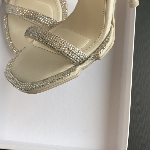 Jonathan SIMKHAI Icon Crystal Heeled Sandals in Ivory Size 37/US 6.5 - Picture 6 of 7